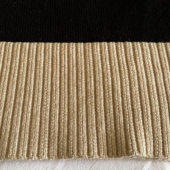 Truth by Republic collegiate stripe pullover crew neck side slits black taupe - Picture 12 of 12